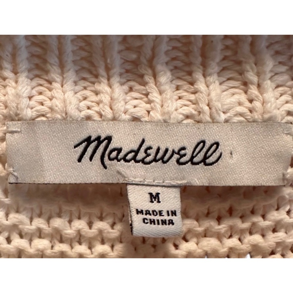 Madewell Womens White 100% Cotton V-Neck Slightly Cropped Knit Sweater Size M - Picture 4 of 5